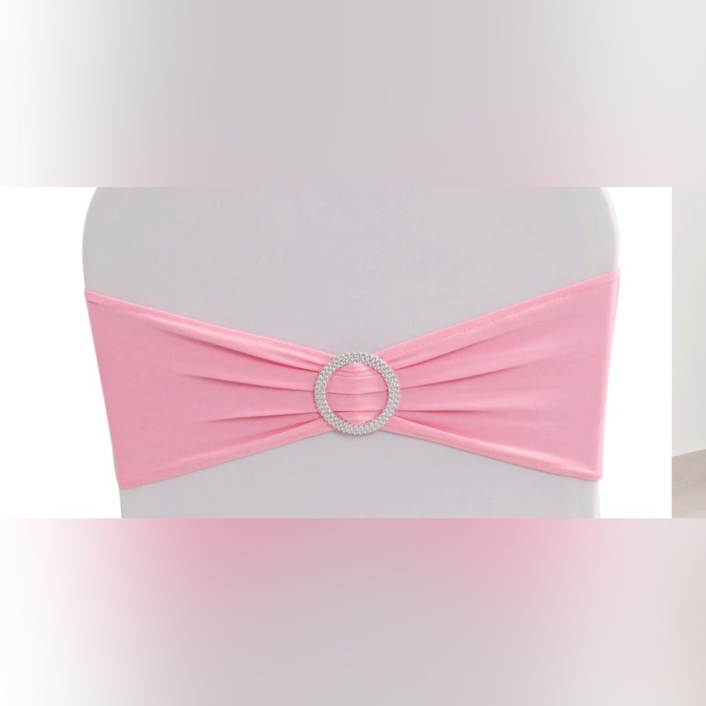 Pink Satin Headband with Rhinestone Circle (180 pieces)
